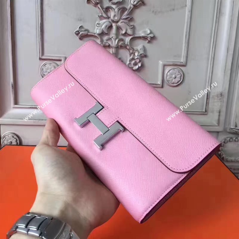 Hermes large Constance top leather wallet pink bag 5023