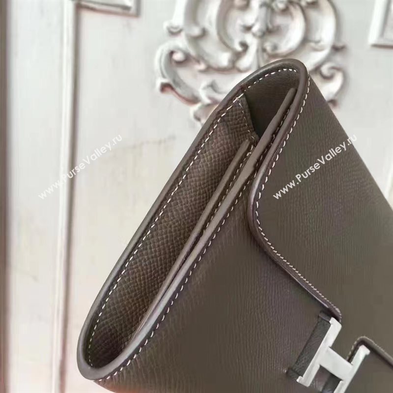 Hermes large Constance top leather wallet gray bag 5025