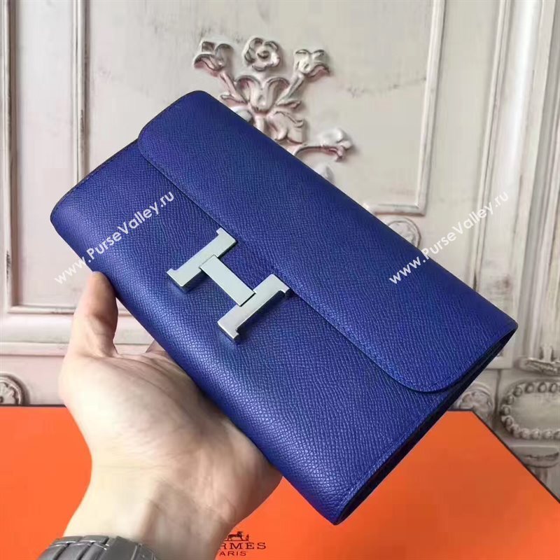 Hermes large Constance top leather wallet navy bag 5026