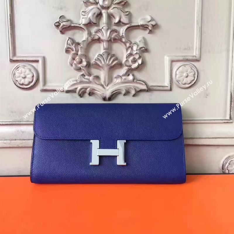 Hermes large Constance top leather wallet navy bag 5026