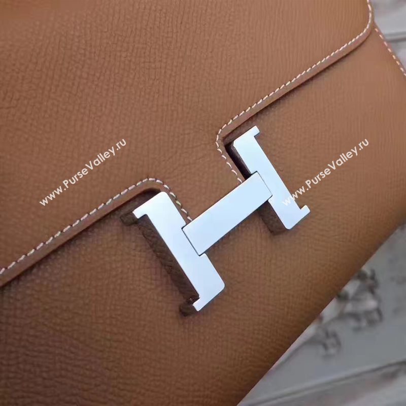 Hermes large Constance top leather wallet tan bag 5027