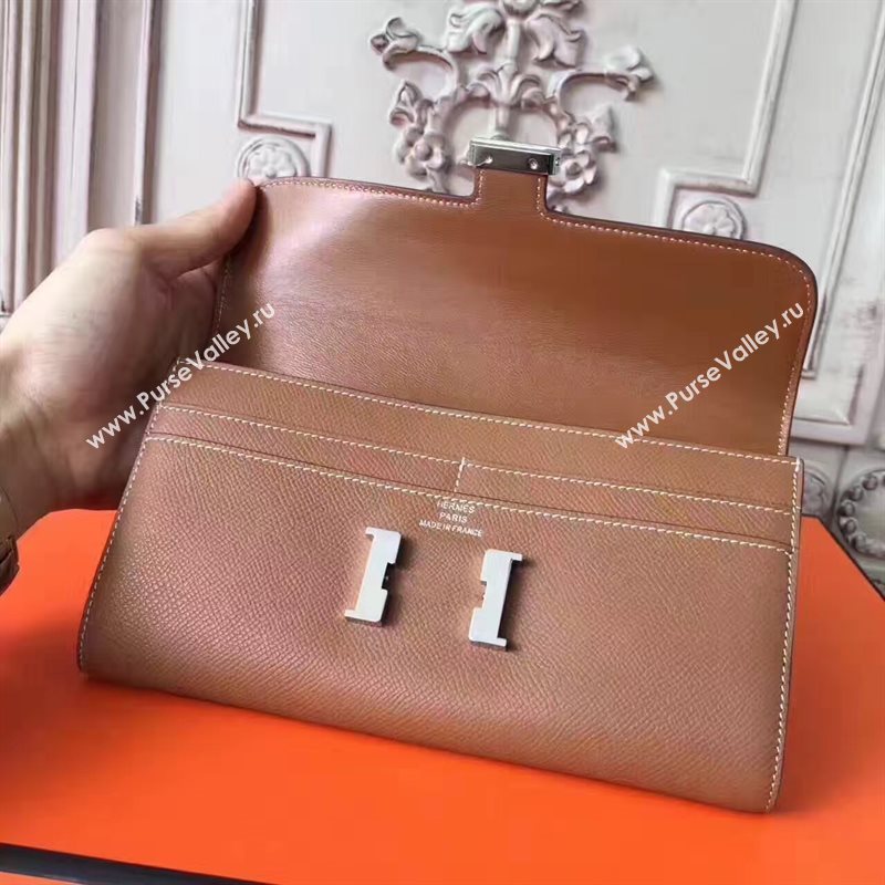 Hermes large Constance top leather wallet tan bag 5027