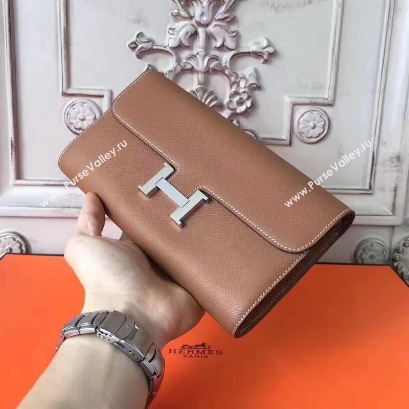 Hermes large Constance top leather wallet tan bag 5027