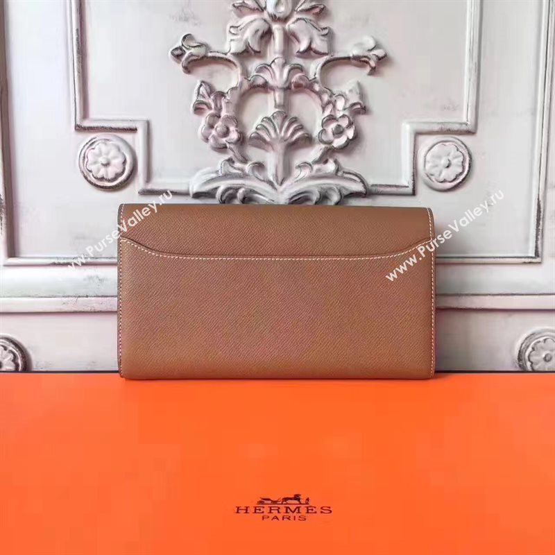 Hermes large Constance top leather wallet tan bag 5027