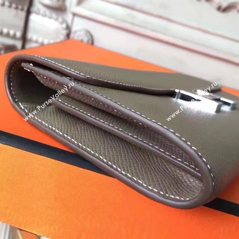 Hermes large Constance top leather wallet gray bag 5028