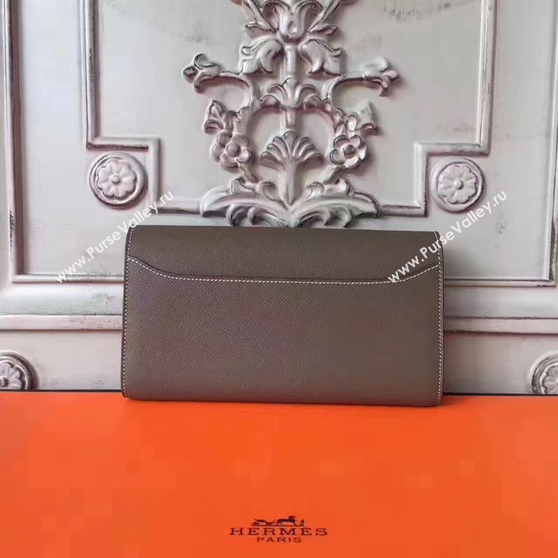 Hermes large Constance top leather wallet gray bag 5028