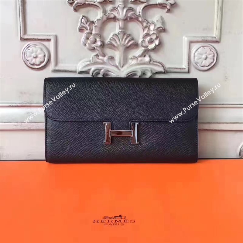 Hermes large Constance black top wallet leather bag 5032