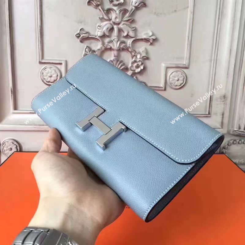 Hermes large Constance gray top wallet leather bag 5033