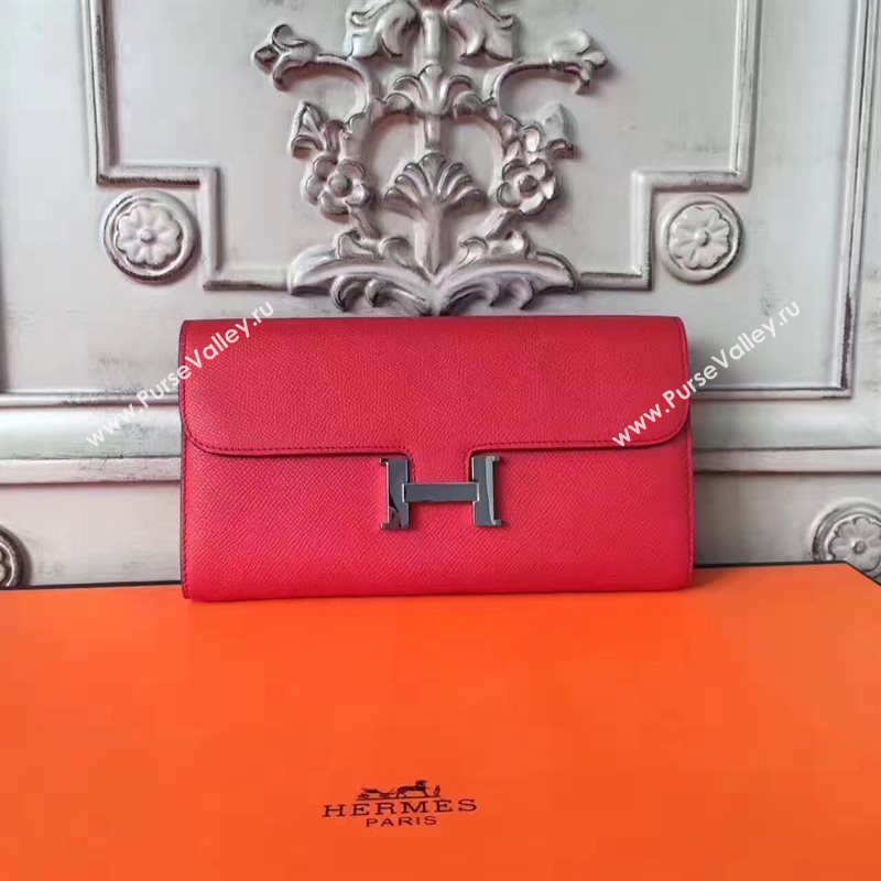 Hermes large Constance red top wallet leather bag 5034