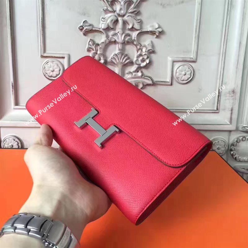 Hermes large Constance red top wallet leather bag 5034