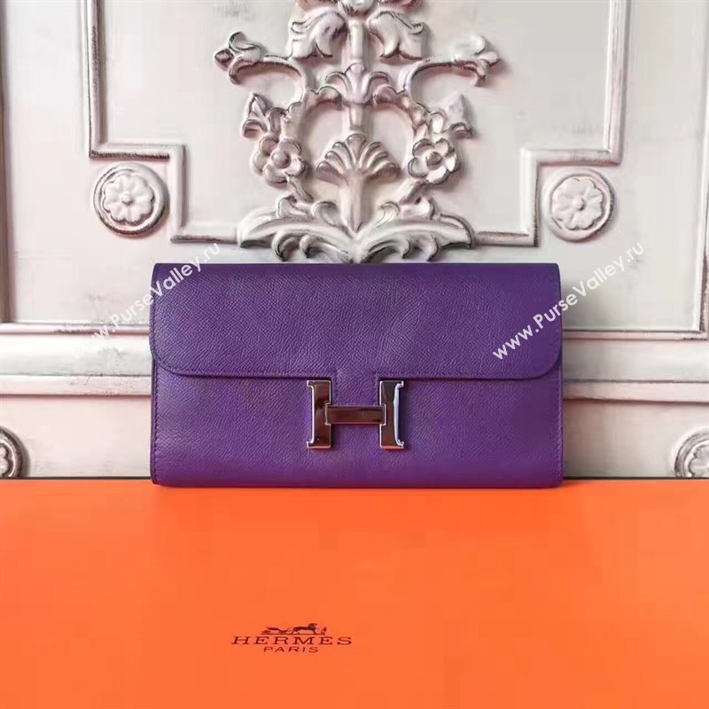 Hermes large Constance purple top wallet leather bag 5035