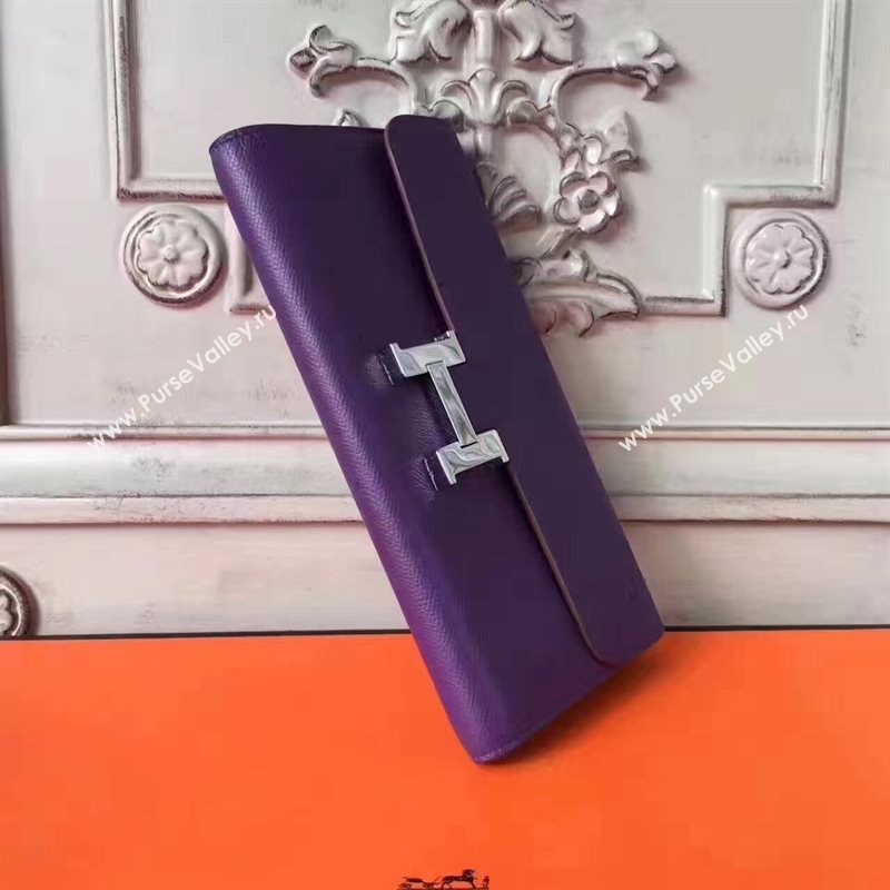 Hermes large Constance purple top wallet leather bag 5035