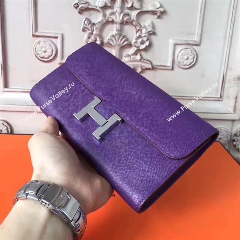 Hermes large Constance purple top wallet leather bag 5035