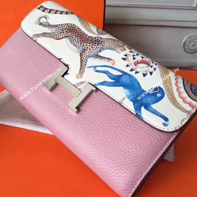 Hermes large Constance top leather tri wallet pink bag 5037