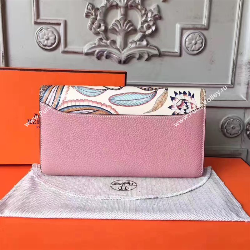 Hermes large Constance top leather tri wallet pink bag 5037