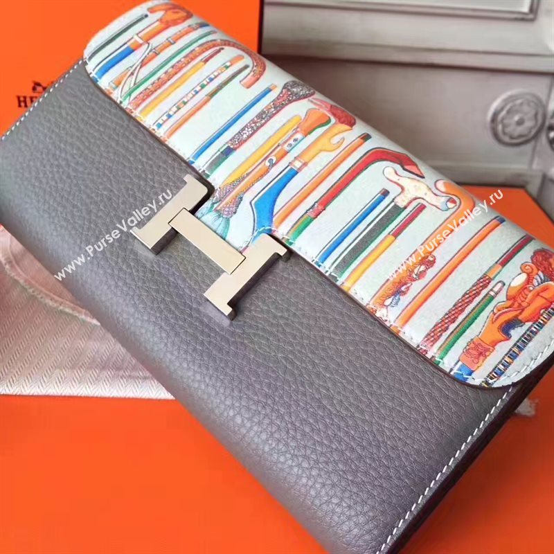 Hermes large Constance top leather tri wallet gray bag 5038