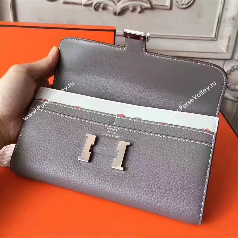 Hermes large Constance top leather tri wallet gray bag 5038