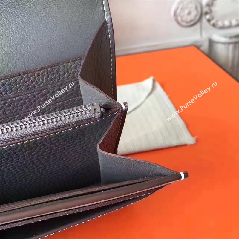 Hermes large Constance top leather tri wallet gray bag 5038