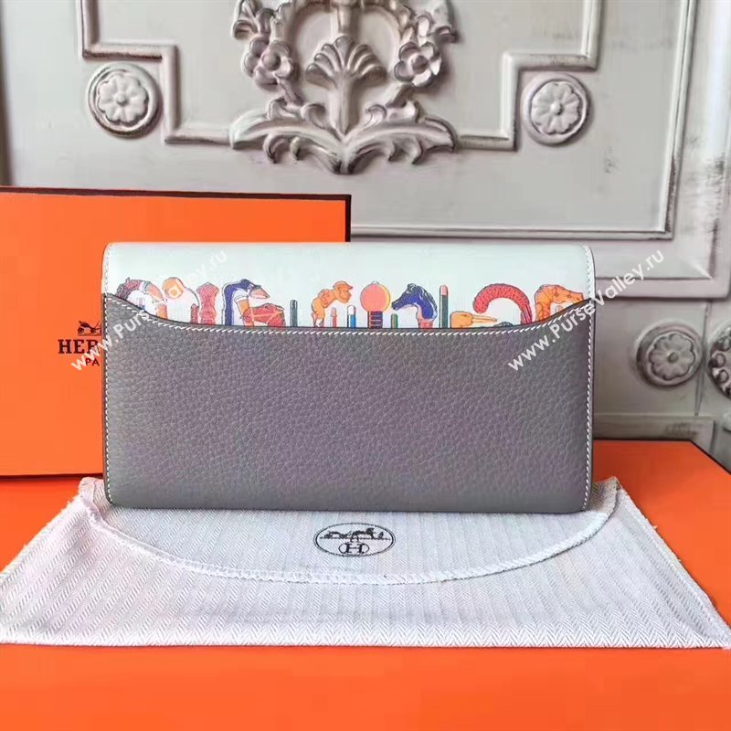 Hermes large Constance top leather tri wallet gray bag 5038