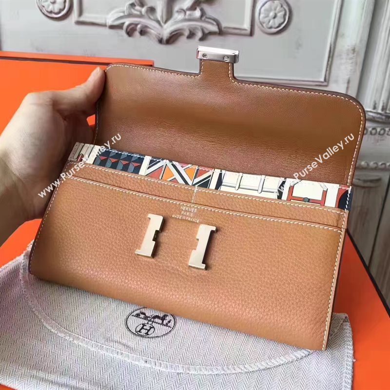 Hermes large Constance top leather tri wallet tan bag 5039