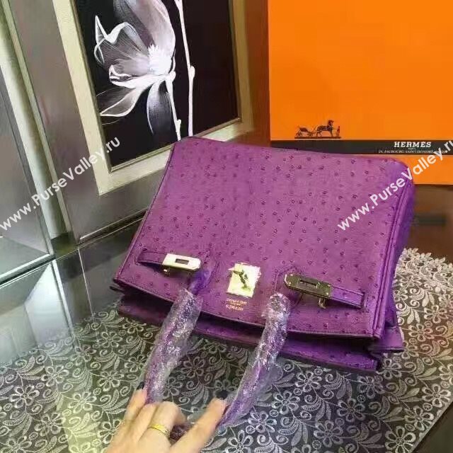 Hermes ostrich purple Birkin bag 5145