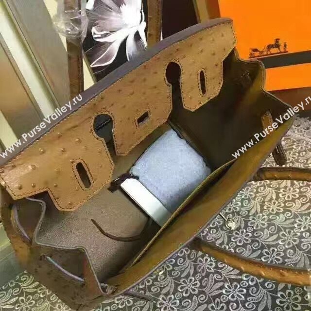Hermes ostrich tan Birkin bag 5146