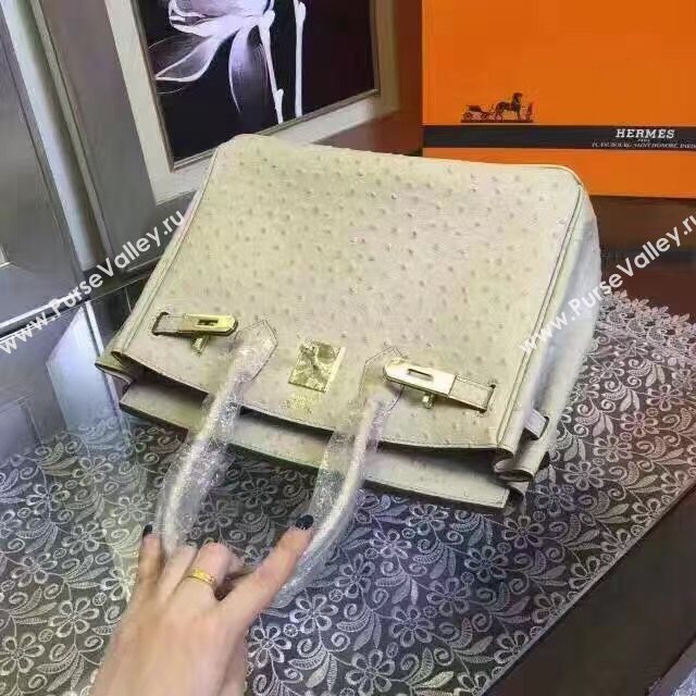 Hermes ostrich gray Birkin bag 5150