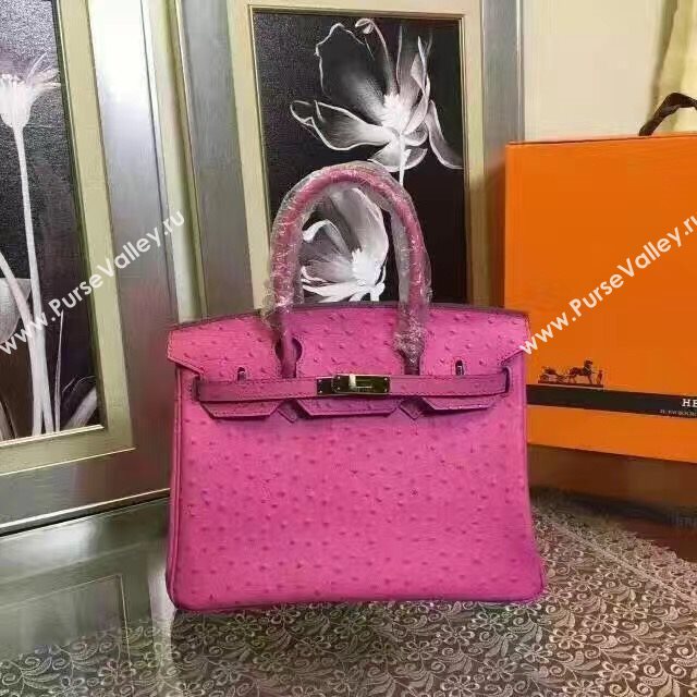 Hermes ostrich Birkin red rose bag 5151