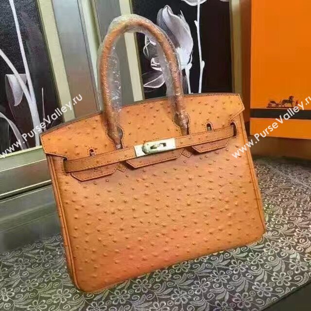 Hermes ostrich orange Birkin bag 5152