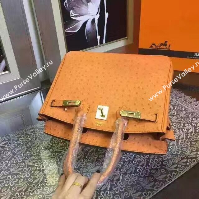 Hermes ostrich orange Birkin bag 5152
