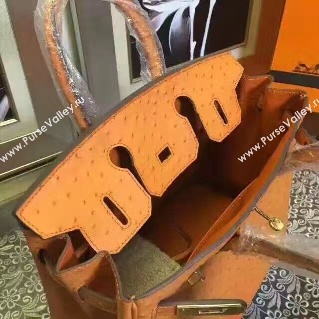 Hermes ostrich orange Birkin bag 5152