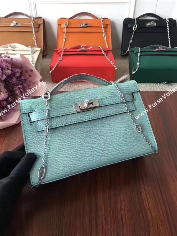 Hermes mini Epsom green Kelly bag 5158