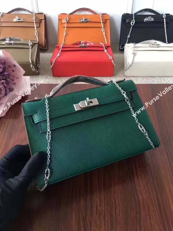 Hermes mini Epsom green Kelly bag 5160