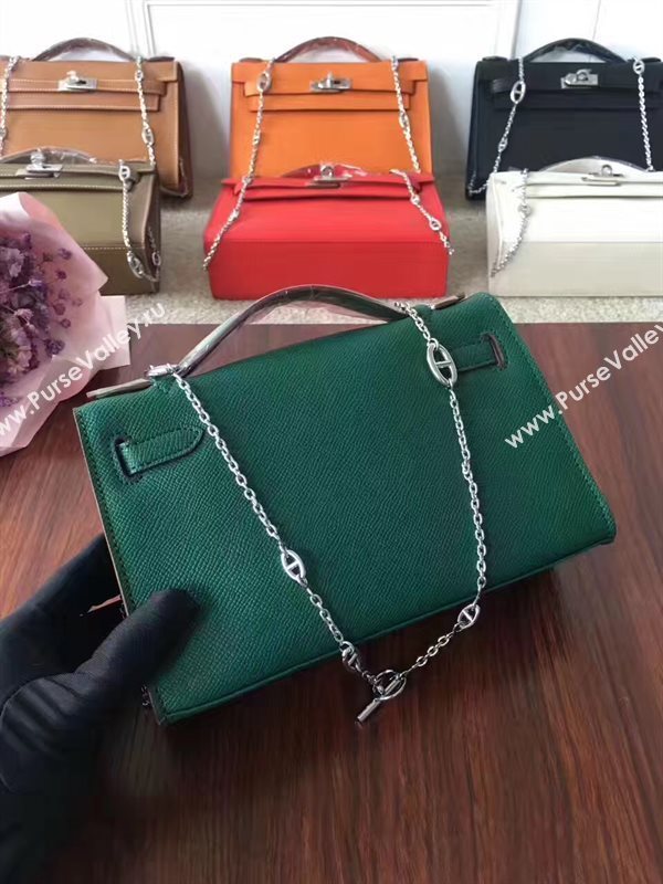 Hermes mini Epsom green Kelly bag 5160