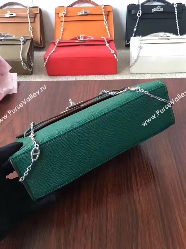 Hermes mini Epsom green Kelly bag 5160