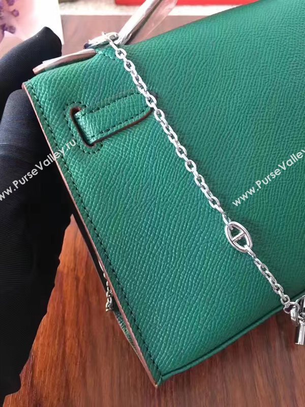 Hermes mini Epsom green Kelly bag 5160