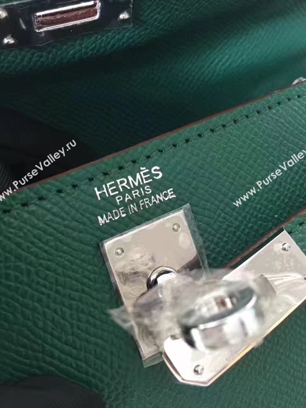 Hermes mini Epsom green Kelly bag 5160