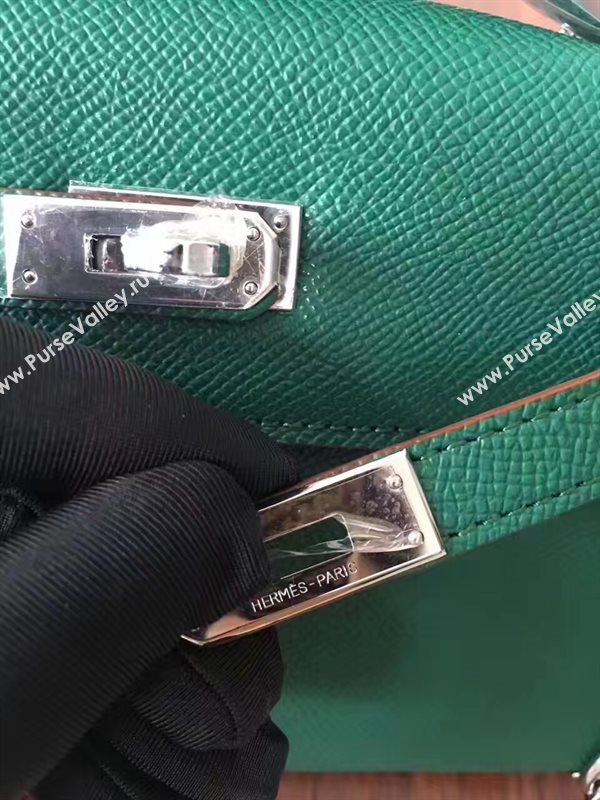 Hermes mini Epsom green Kelly bag 5160