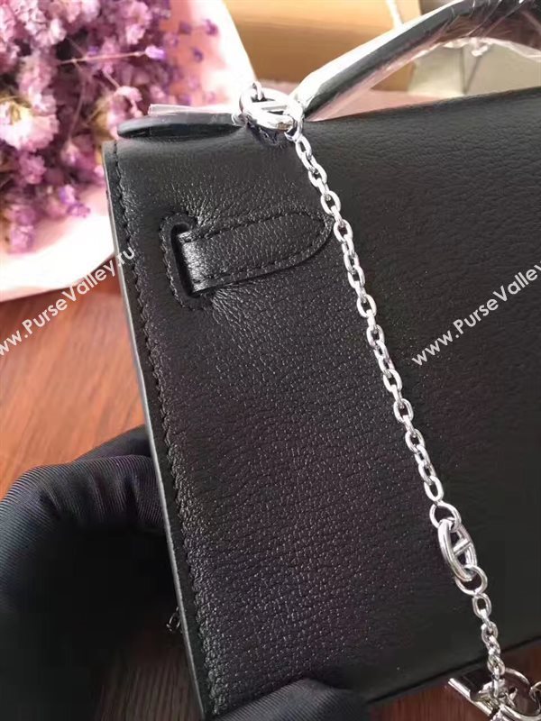 Hermes mini Chevre black Kelly bag 5161