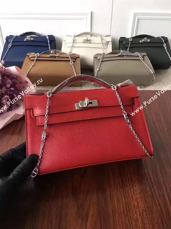 Hermes mini Chevre red Kelly bag 5162