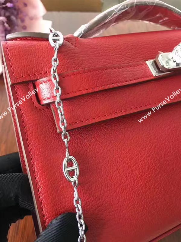 Hermes mini Chevre red Kelly bag 5162
