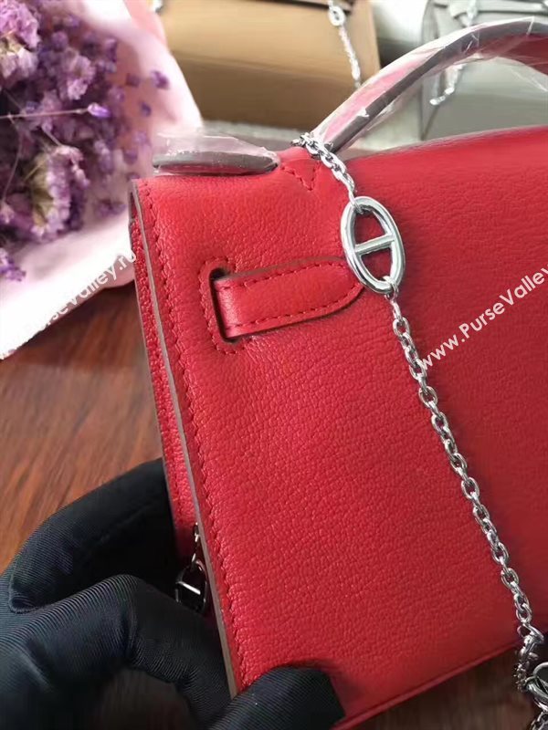 Hermes mini Chevre red Kelly bag 5162