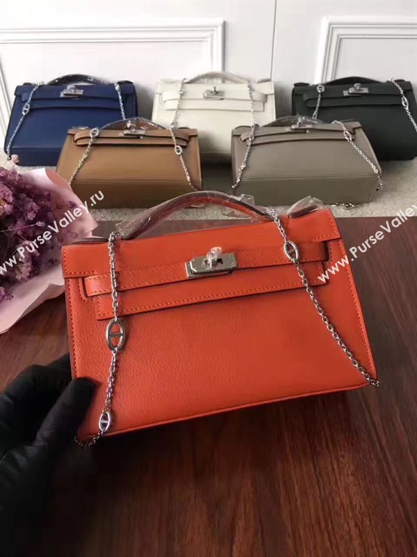 Hermes mini Chevre orange Kelly bag 5163