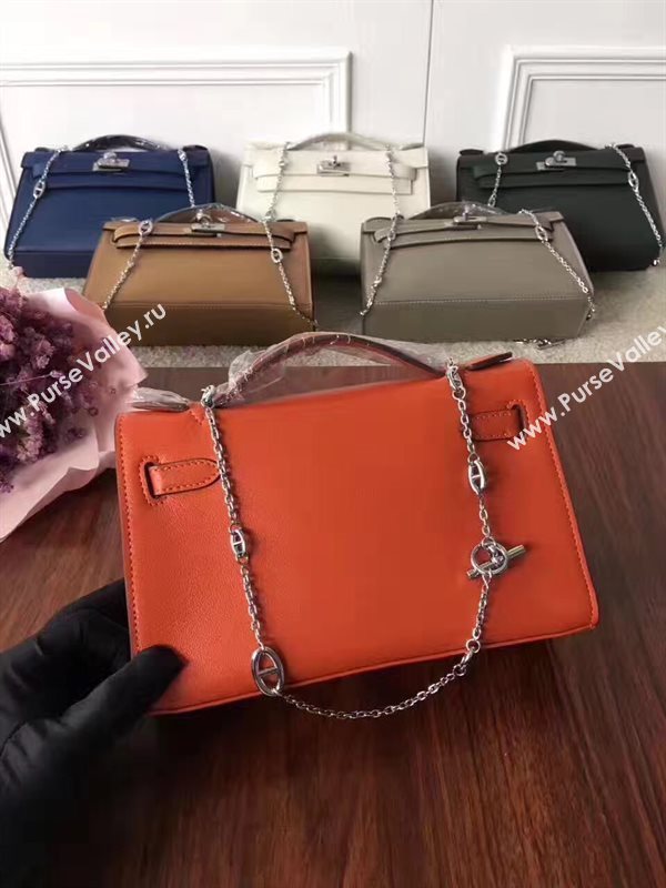 Hermes mini Chevre orange Kelly bag 5163