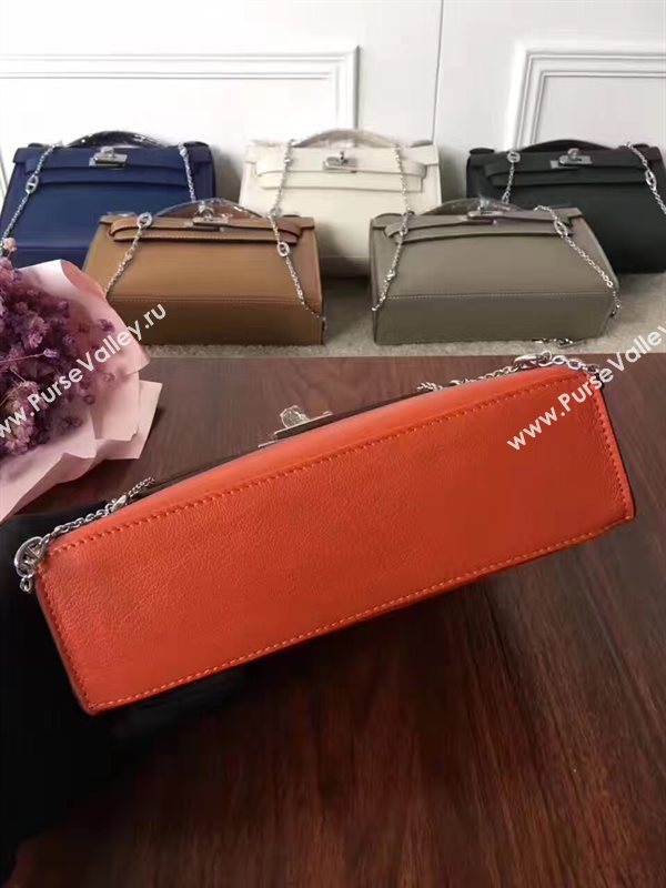 Hermes mini Chevre orange Kelly bag 5163