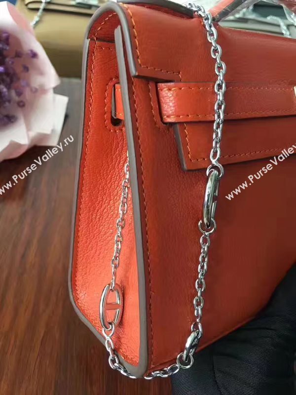 Hermes mini Chevre orange Kelly bag 5163