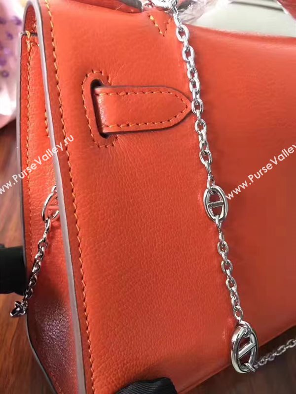 Hermes mini Chevre orange Kelly bag 5163
