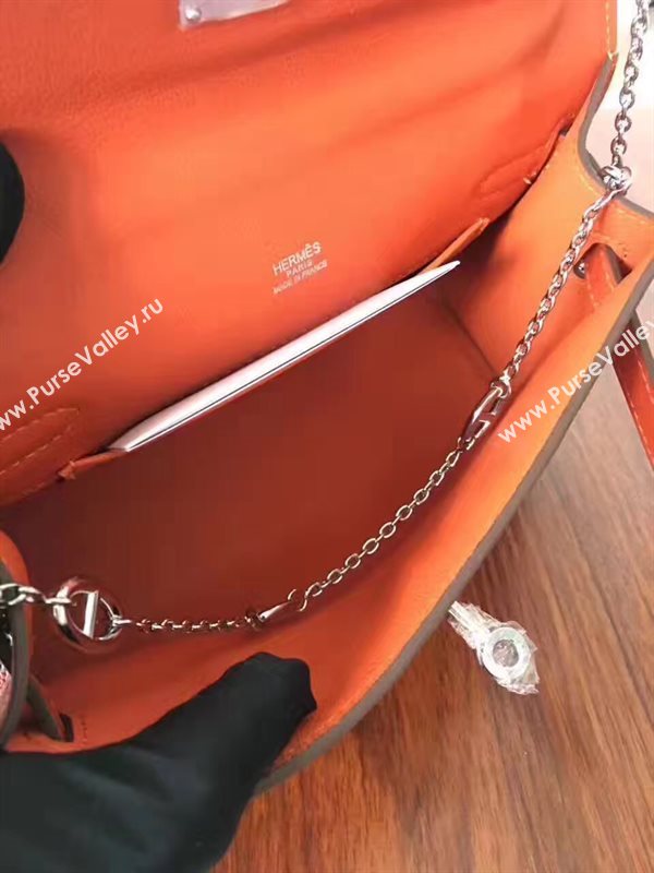 Hermes mini Chevre orange Kelly bag 5163