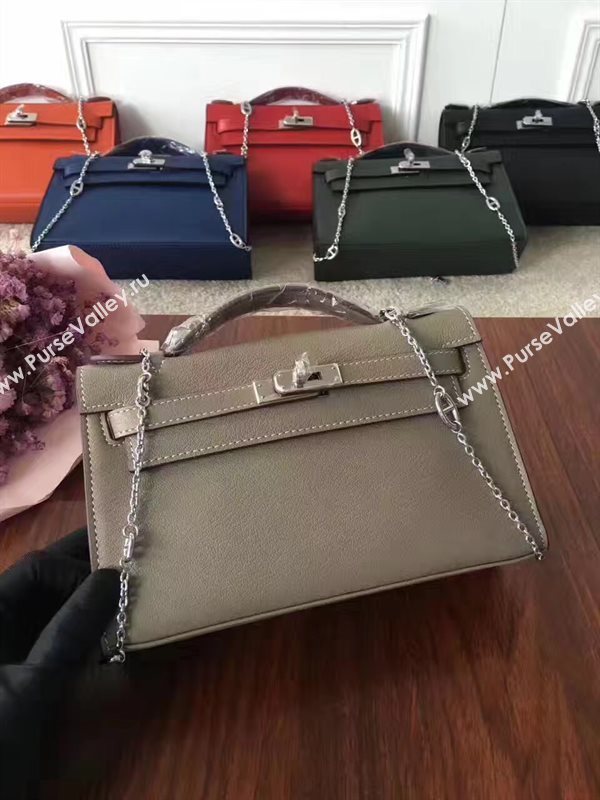Hermes mini Chevre gray Kelly bag 5165