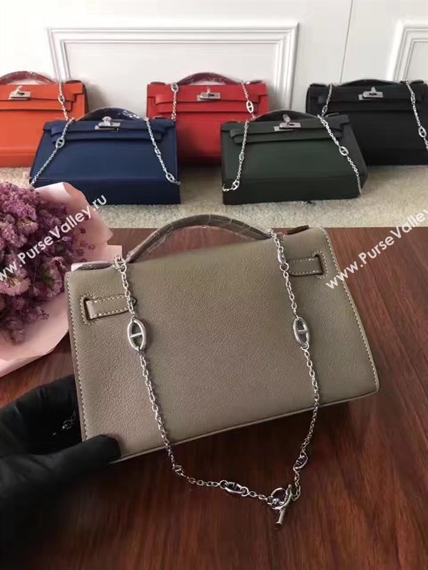 Hermes mini Chevre gray Kelly bag 5165